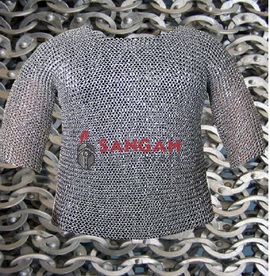 Sangamsteelcraft Medieval Hauberk Chainmail Full Sleeve Shirt Mild Steel 10 mm Butted Ring